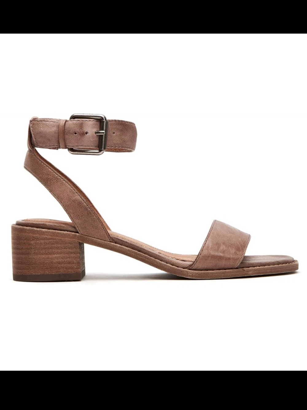 Frye Women's Ankle Strap Low Block Heel Sandal - Taupe Brown